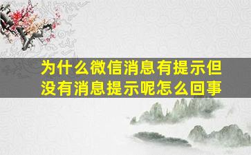 为什么微信消息有提示但没有消息提示呢怎么回事