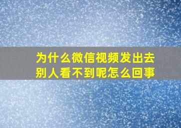 为什么微信视频发出去别人看不到呢怎么回事