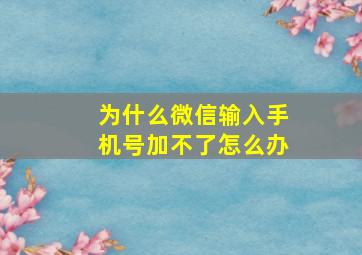 为什么微信输入手机号加不了怎么办