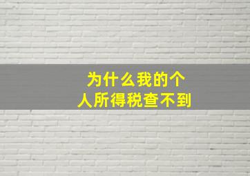 为什么我的个人所得税查不到