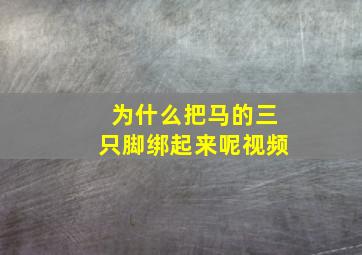 为什么把马的三只脚绑起来呢视频