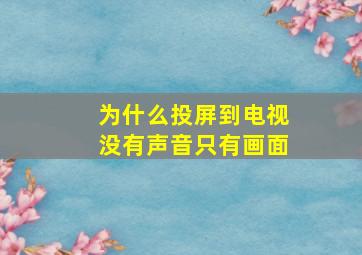 为什么投屏到电视没有声音只有画面