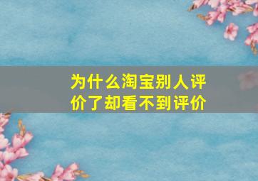 为什么淘宝别人评价了却看不到评价