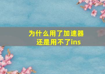 为什么用了加速器还是用不了ins