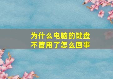 为什么电脑的键盘不管用了怎么回事