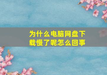 为什么电脑网盘下载慢了呢怎么回事