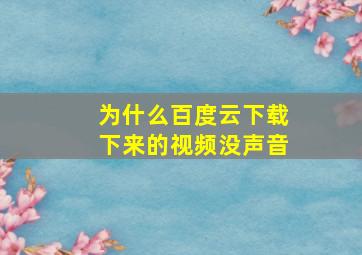 为什么百度云下载下来的视频没声音