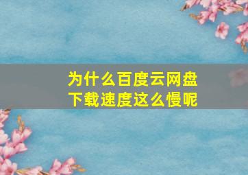 为什么百度云网盘下载速度这么慢呢