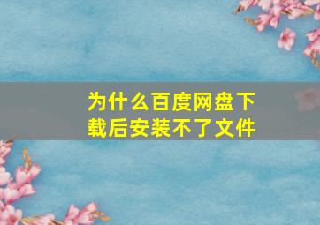 为什么百度网盘下载后安装不了文件