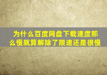 为什么百度网盘下载速度那么慢就算解除了限速还是很慢