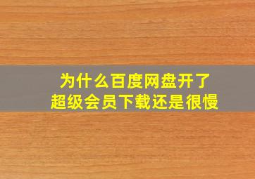 为什么百度网盘开了超级会员下载还是很慢