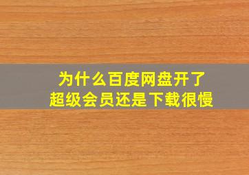 为什么百度网盘开了超级会员还是下载很慢