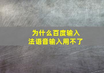 为什么百度输入法语音输入用不了