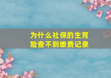 为什么社保的生育险查不到缴费记录