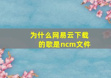 为什么网易云下载的歌是ncm文件