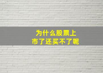 为什么股票上市了还买不了呢