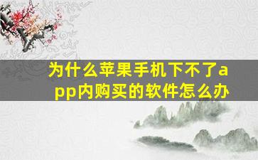 为什么苹果手机下不了app内购买的软件怎么办