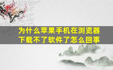 为什么苹果手机在浏览器下载不了软件了怎么回事