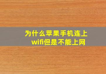 为什么苹果手机连上wifi但是不能上网