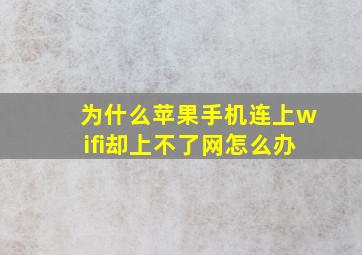 为什么苹果手机连上wifi却上不了网怎么办