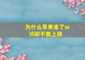 为什么苹果连了wifi却不能上网