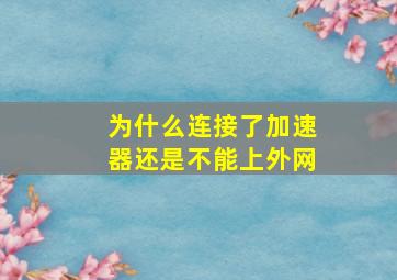 为什么连接了加速器还是不能上外网