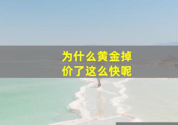 为什么黄金掉价了这么快呢