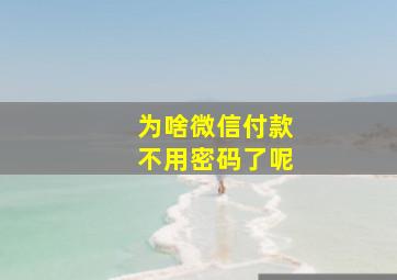 为啥微信付款不用密码了呢