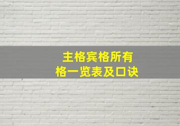 主格宾格所有格一览表及口诀