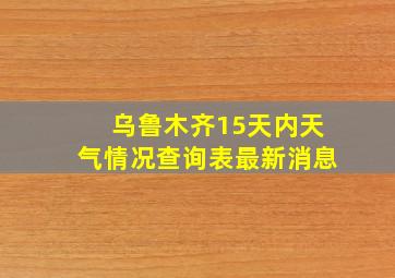 乌鲁木齐15天内天气情况查询表最新消息