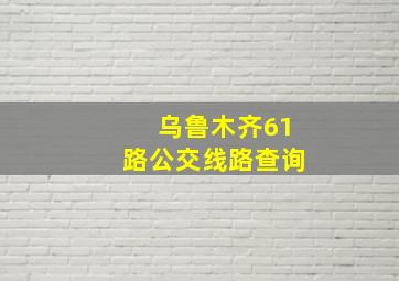 乌鲁木齐61路公交线路查询