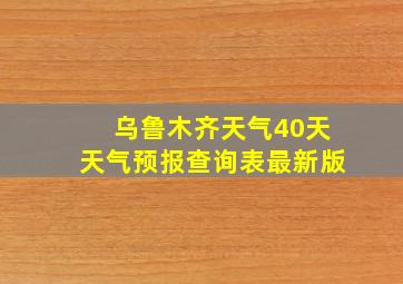 乌鲁木齐天气40天天气预报查询表最新版