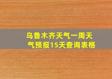 乌鲁木齐天气一周天气预报15天查询表格