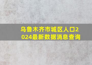 乌鲁木齐市城区人口2024最新数据消息查询