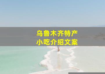 乌鲁木齐特产小吃介绍文案