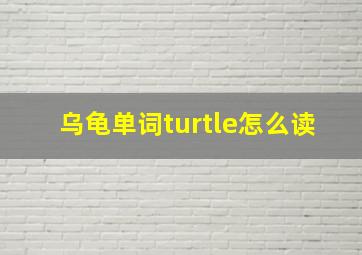 乌龟单词turtle怎么读