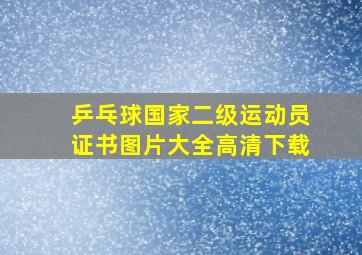 乒乓球国家二级运动员证书图片大全高清下载