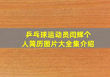 乒乓球运动员闫辉个人简历图片大全集介绍