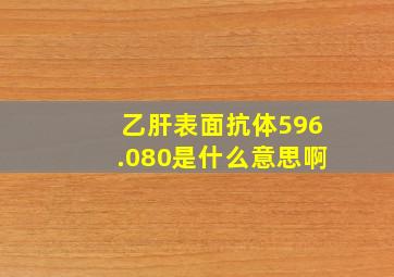 乙肝表面抗体596.080是什么意思啊