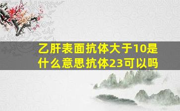 乙肝表面抗体大于10是什么意思抗体23可以吗