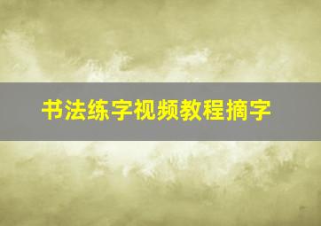 书法练字视频教程摘字