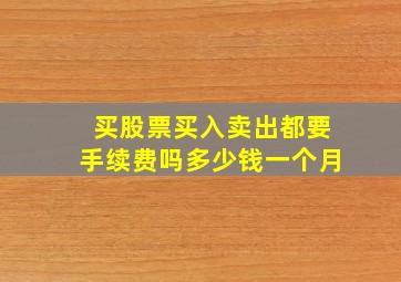 买股票买入卖出都要手续费吗多少钱一个月