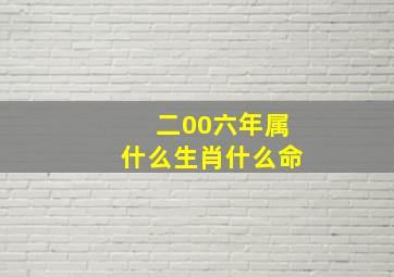 二00六年属什么生肖什么命