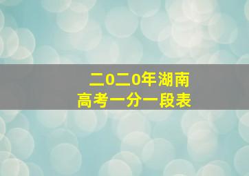 二0二0年湖南高考一分一段表