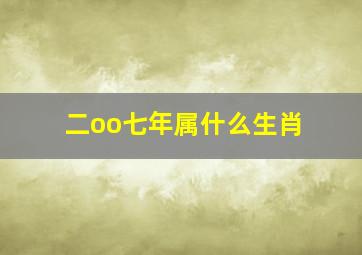 二oo七年属什么生肖