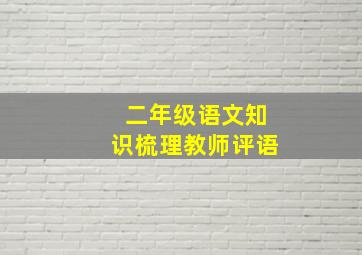 二年级语文知识梳理教师评语