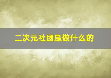 二次元社团是做什么的