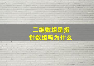 二维数组是指针数组吗为什么