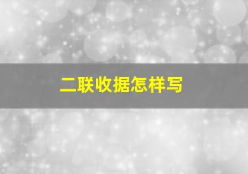 二联收据怎样写