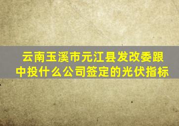 云南玉溪市元江县发改委跟中投什么公司签定的光伏指标